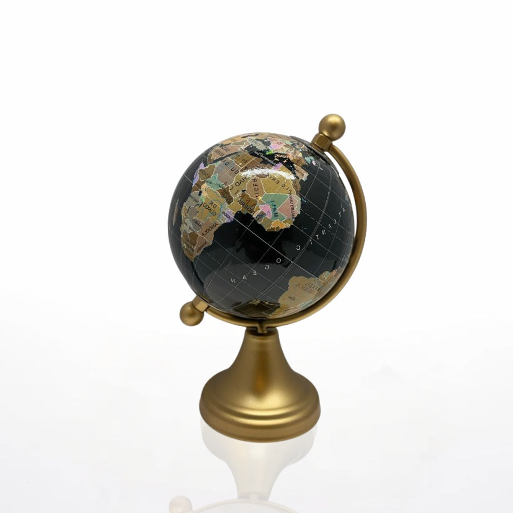 Globo Terraqueo Negro Dorado