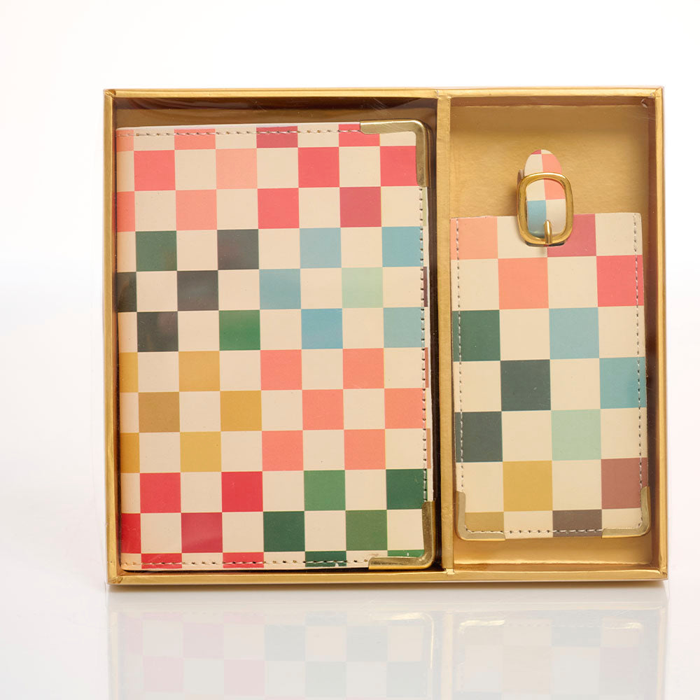 Set Portapasaporte Tag Checkered