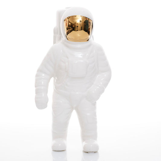 Estatua Astronauta Dorado/Blanco