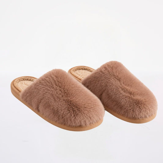 Pantuflas Tan Faux Fur S/M